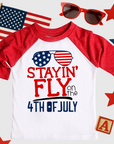 Stayin Fly on the Fourth of July - Boys Patriotic Raglan Tee