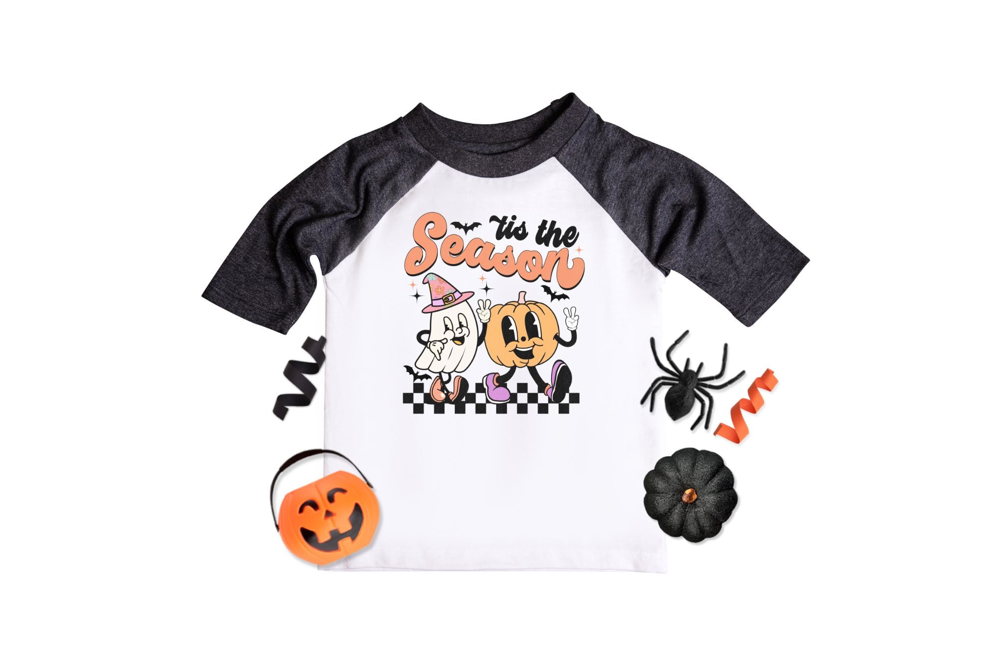 Tis The Season Retro Ghost Halloween Raglan