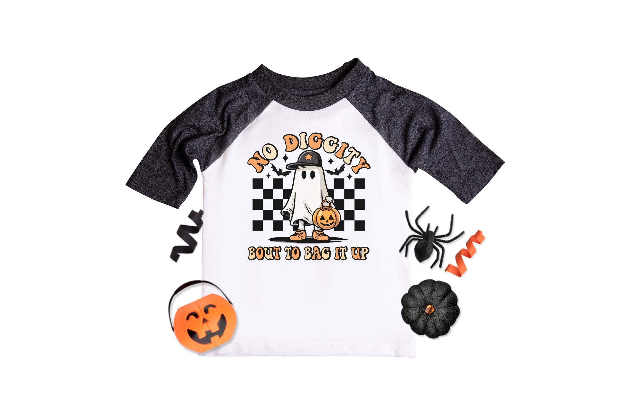 No Diggity Retro Ghost Halloween Raglan