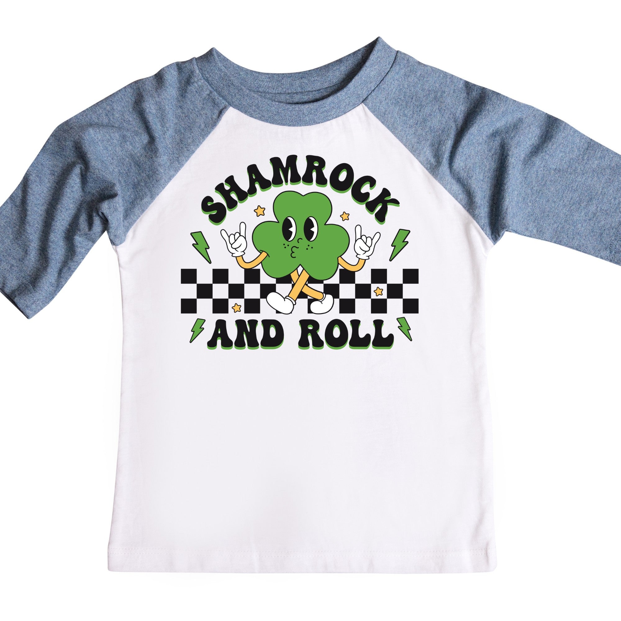Shamrock and Roll Kids Retro St. Patrick&#39;s Day Raglan
