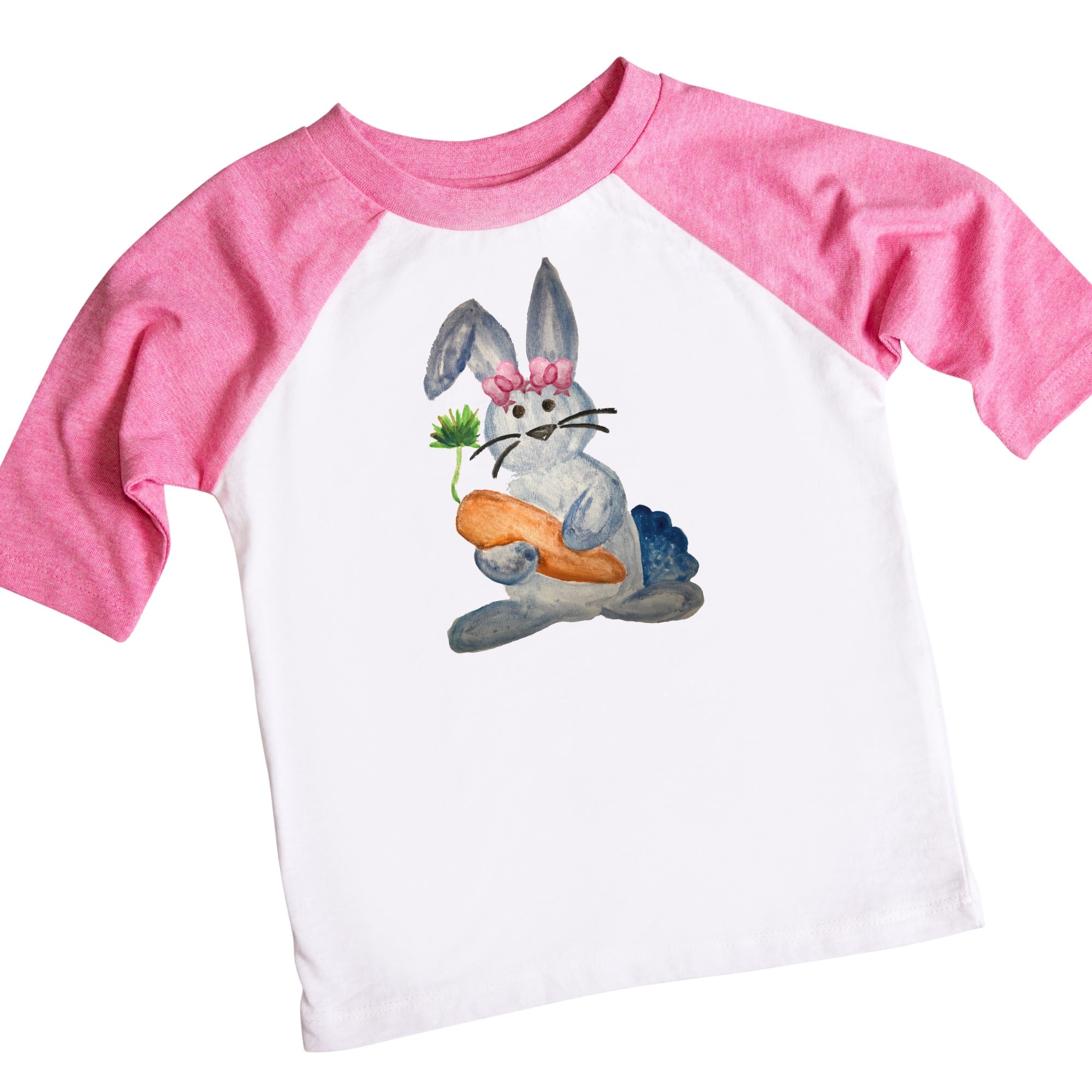Girls Watercolor Easter Bunny Raglan Shirt