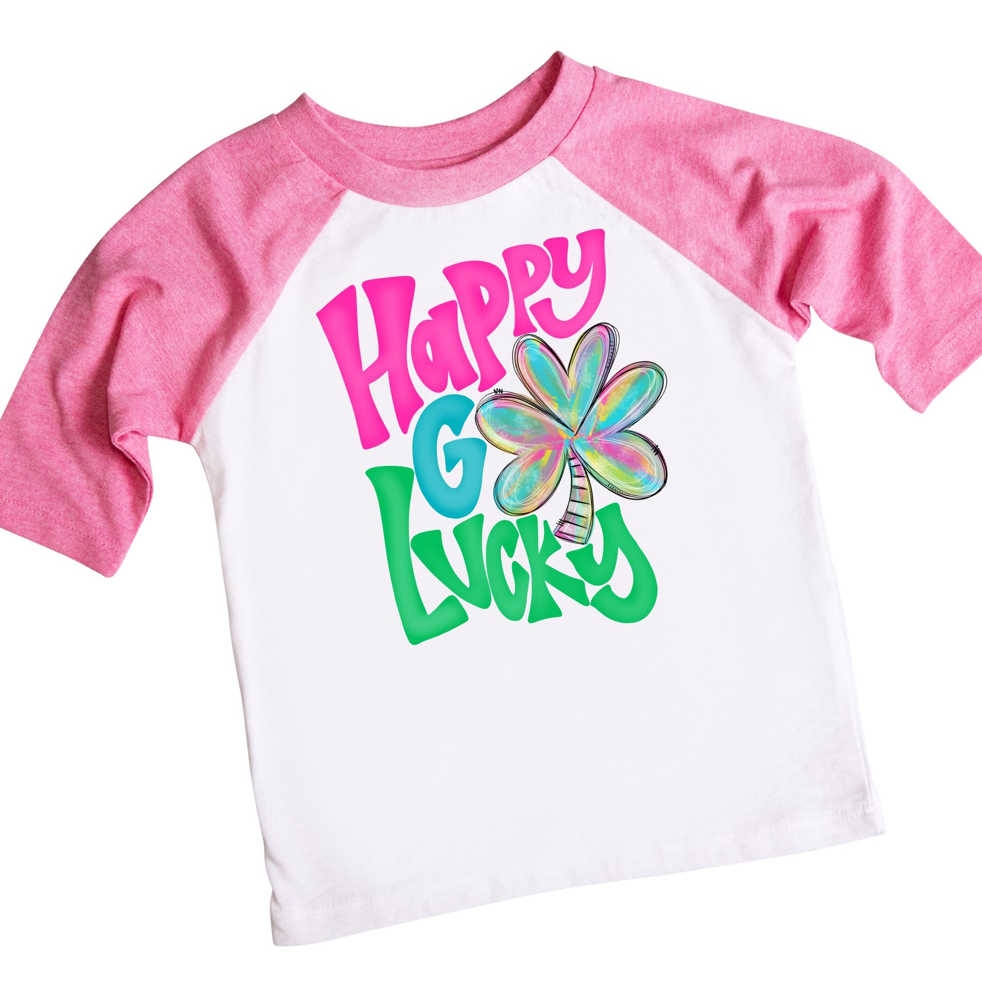 Happy Go Lucky Cute Girls St. Patrick&#39;s Day Sunglasses Raglan