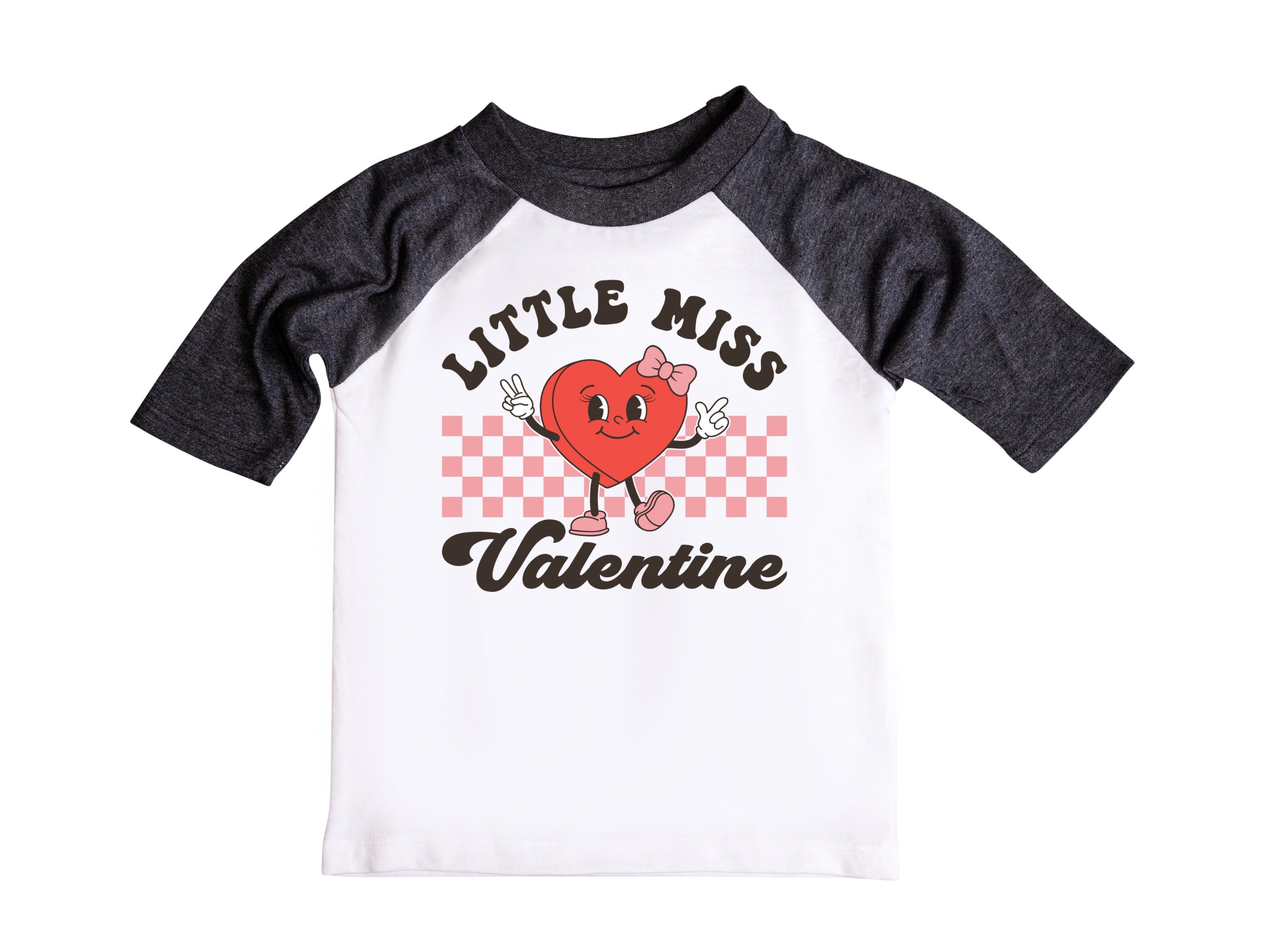Little Miss Valentine Girls Retro Valentines Raglan