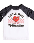 Little Miss Valentine Girls Retro Valentines Raglan