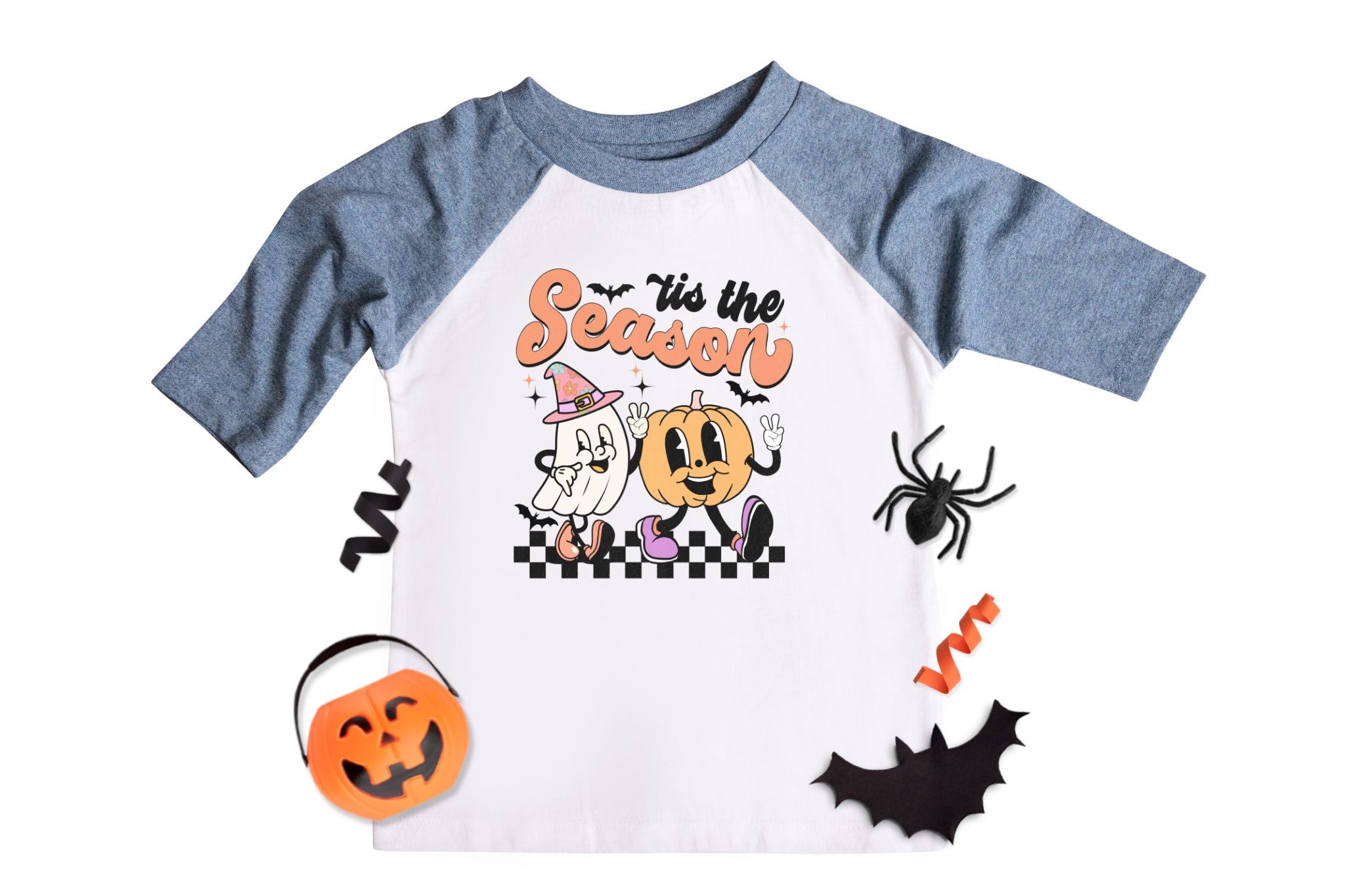 Tis The Season Retro Ghost Halloween Raglan