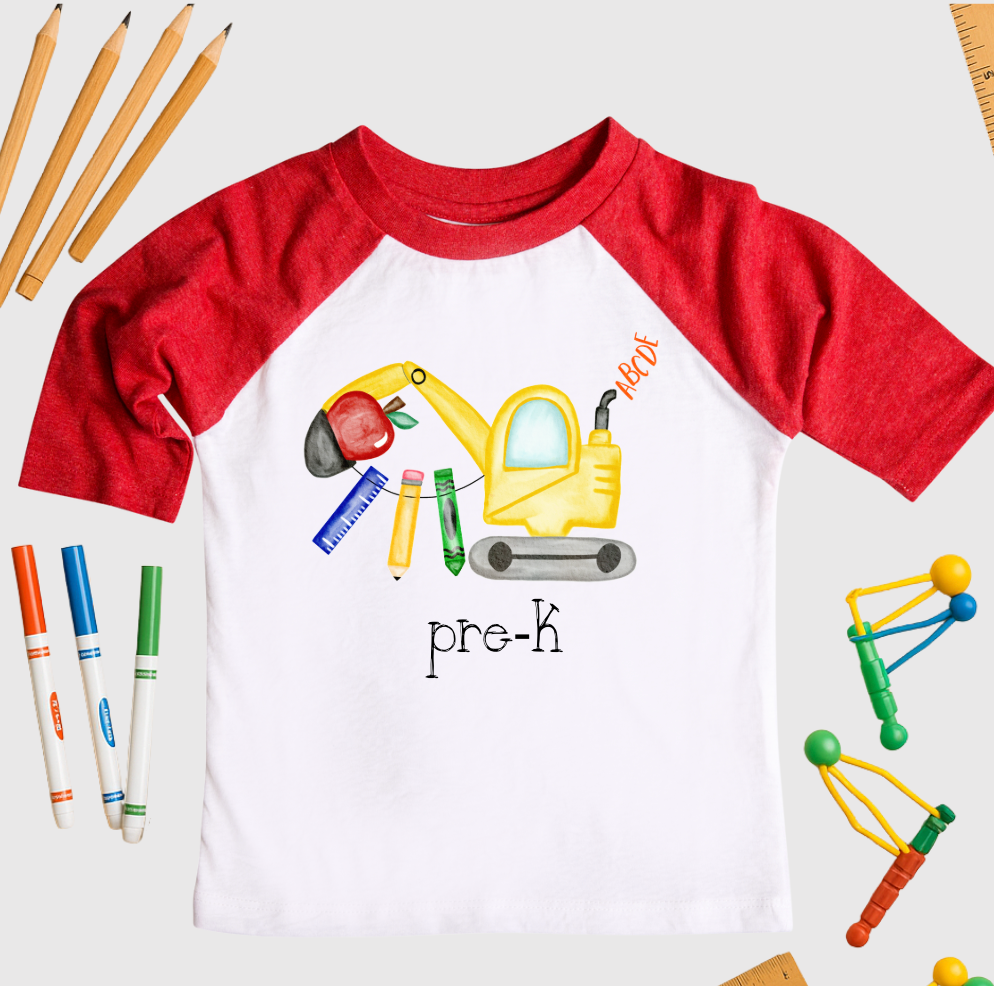 Red and white shirt with pre-K design on a white background
